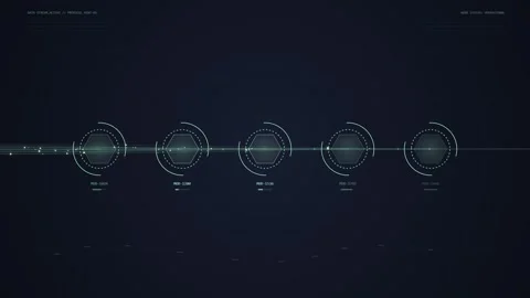 Futuristic Digital HUD Interface with Data Visualization and Glowing Elements Stock Footage 348413935