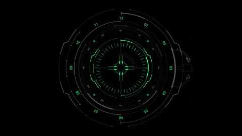 Futuristic Digital HUD Interface Design with Circular Elements on Black Bac.. Vídeo Stock 341917895