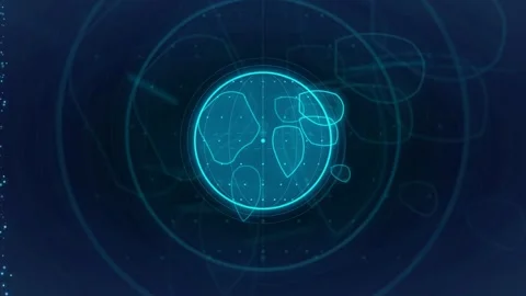 Futuristic Digital HUD Interface with Glowing Blue Circular Data Visualization Stock Footage 336779990