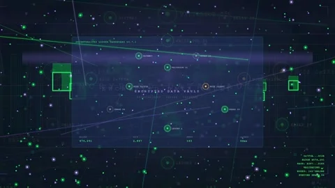 Futuristic Digital HUD Interface with Glowing Green Data Elements and Abstract Stock Footage 339318151