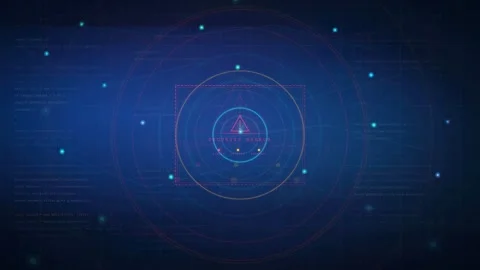 Futuristic Digital HUD Interface with Glowing Blue Data Elements and Cyber 库存影片 341072654