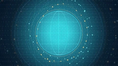 Futuristic Digital HUD Interface with Glowing Blue Circular Data Visualization Stock-Footage 343435483