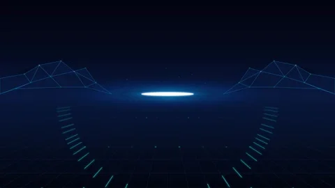 Futuristic digital hud interface with glowing light portal and geometric da.. Stock Footage 344860371