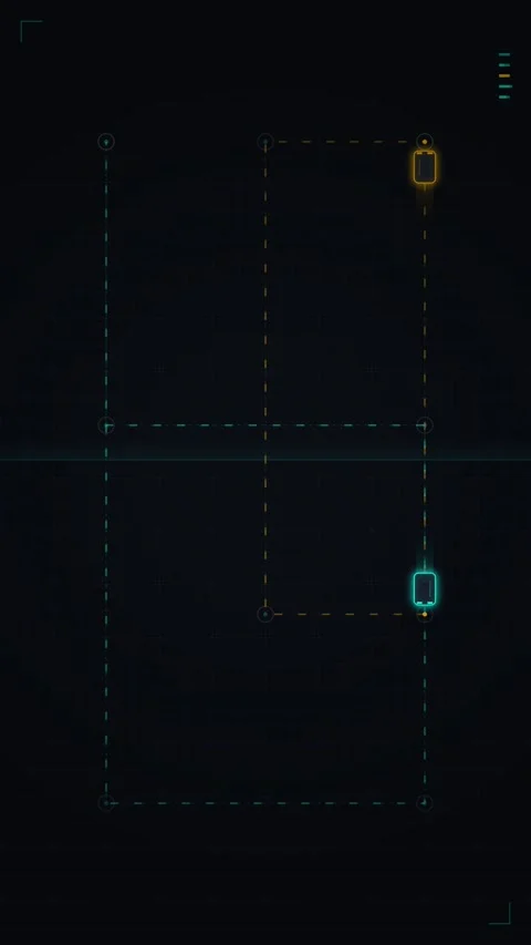Futuristic Digital HUD Interface with Glowing Elements and Grid Stock Footage 346202783