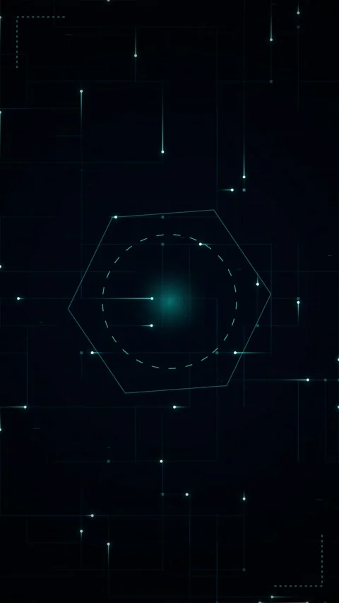 Futuristic Digital HUD Interface with Glowing Data Lines and Geometric Shapes Stock Footage 346203177