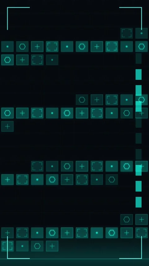 Futuristic Digital HUD Interface with Glowing Geometric Grid Elements Stock Footage 346205164