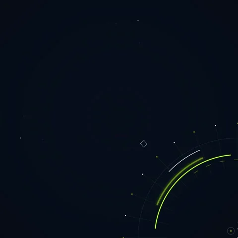 Futuristic Digital HUD Interface with Glowing Neon Lines on Dark Background Stock Footage 347809635
