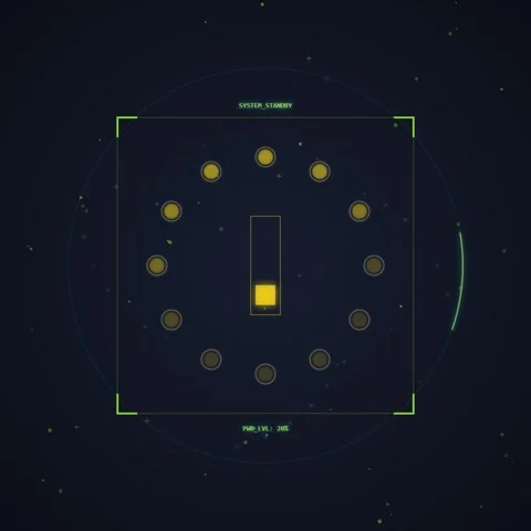Futuristic Digital HUD Interface with Glowing Green Circle and Data Points .. Stock Footage 348230599