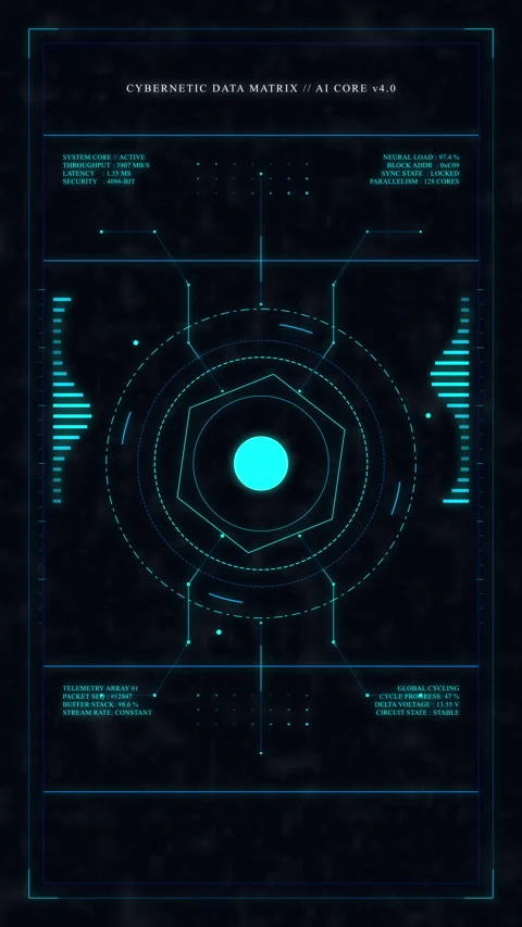 Futuristic digital hud interface, glowing radar screen, tech data Stock Footage 348335374