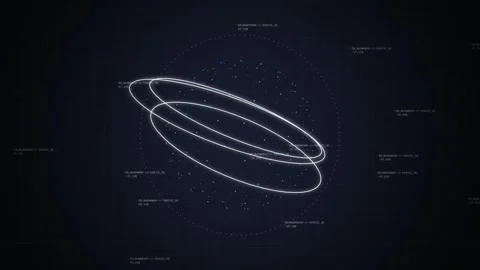 Futuristic Digital HUD Interface with Glowing Rings and Data Grid Stock Footage 348571982