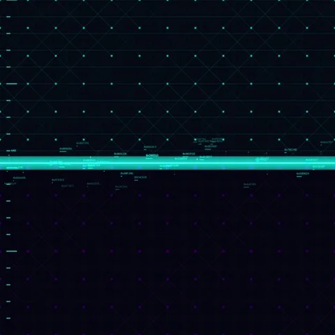Futuristic Digital HUD Interface with Grid and Data Points - Dark Blue Stock Footage 347264995