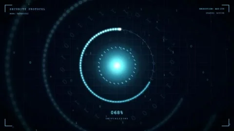 Futuristic Digital HUD Interface with Loading Progress Circle and Data Stock Footage 343162026