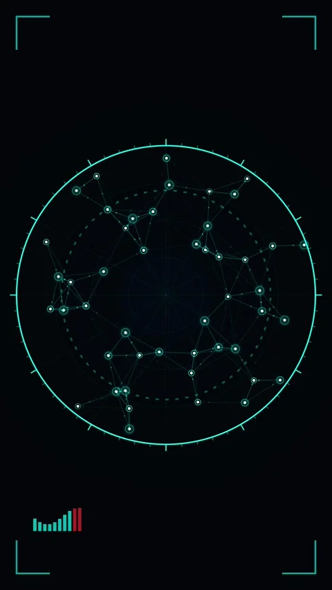 Futuristic Digital HUD Interface with Network Nodes and Data Visualization 스톡 동영상 346203155