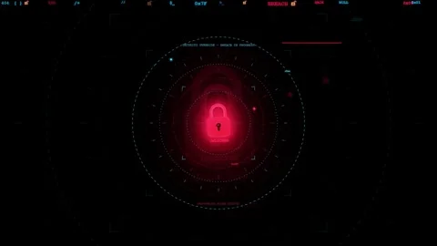 Futuristic Digital HUD Interface with Red Scanning Radar and High Tech Data Stock Footage 336774998