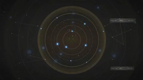 Futuristic Digital HUD Interface with Rotating Circular Data Elements and Stock Footage 339316828