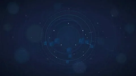 Futuristic Digital HUD Interface with Rotating Blue Circular Elements and Data Stock Footage 339316990