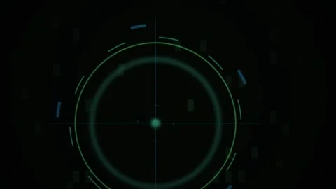 Futuristic Digital HUD Interface with Rotating Circular Scanning Elements. Stock Footage 340525686