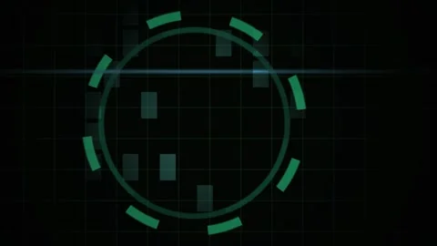 Futuristic Digital HUD Interface with Rotating Circular Data Elements and S.. Stock Footage 340525687