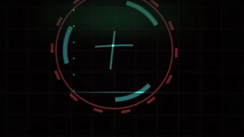 Futuristic Digital HUD Interface with Rotating Targeting Reticle and Data S.. Stock Footage 340525713