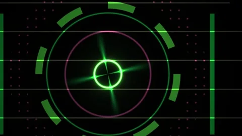 Futuristic Digital HUD Interface with Rotating Circular Scopes and Data Sca.. Stock Footage 340525760