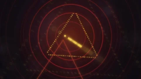 Futuristic Digital HUD Interface with Rotating Red Triangles and Binary Code Stock-Footage 341826560