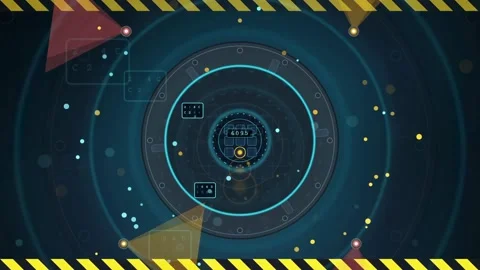 Futuristic Digital HUD Interface with Rotating Circular Elements and Abstract Stock Footage 341833245