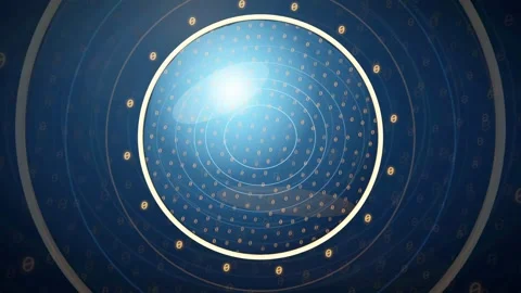 Futuristic Digital HUD Interface with Rotating Glowing Circles and Data Points Stock Footage 343159483