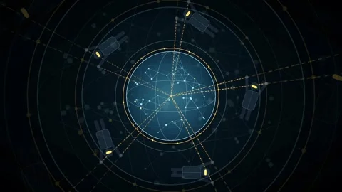 Futuristic Digital HUD Interface with Rotating Blue Data Globe and Technical Stockbeeldmateriaal 343161489
