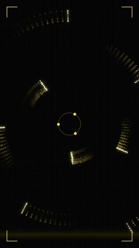 Futuristic Digital HUD Interface with Rotating Data Rings and Glowing Numbers Stock Footage 346196389