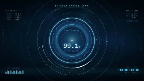 Futuristic Digital HUD Interface with Rotating Circular Data Elements and Stock Footage 346207312