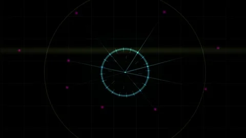 Futuristic Digital HUD Interface Scanning with Circular Radar Graphics. Stock Footage 334521495