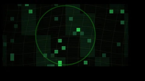Futuristic Digital HUD Interface with Scanning Radar Circle and Data Blocks. Stock Footage 341806636