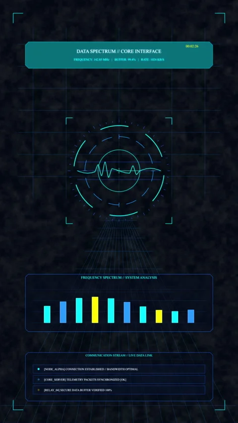 Futuristic digital hud interface with scanning circle and bar graph, data a.. Stock Footage 348335936