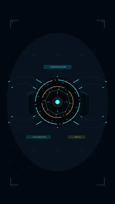 Futuristic digital hud interface, sci-fi tracking radar monitor Stock Footage 348335491
