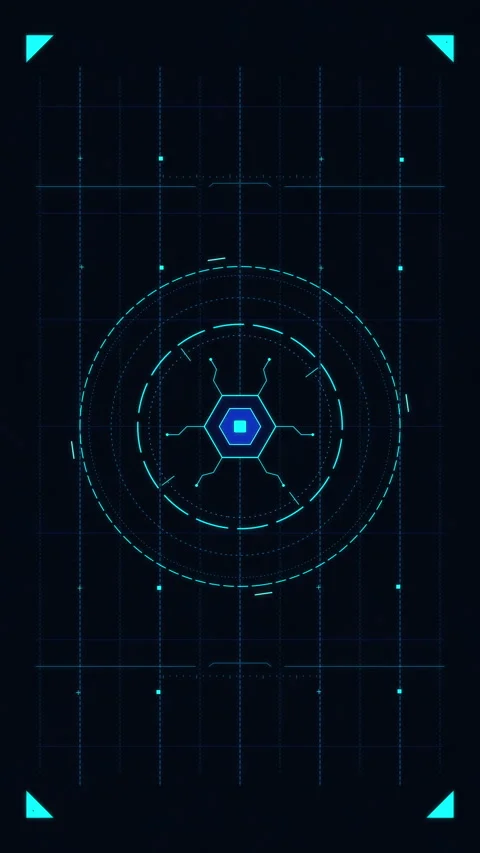 Futuristic digital hud interface with target scope animation elements Stock Footage 348335996