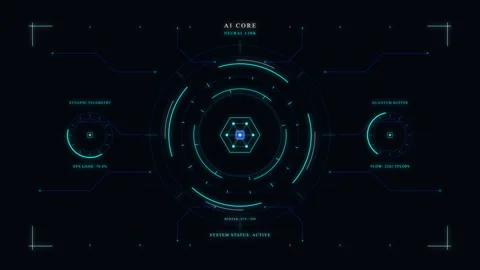 Futuristic digital hud overlay with interface circle scan, radar targeting,.. Stock Footage 348336070