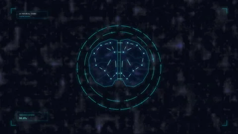 Futuristic digital HUD scan, circular interface, data network, cyber securi.. Stock Footage 348336186