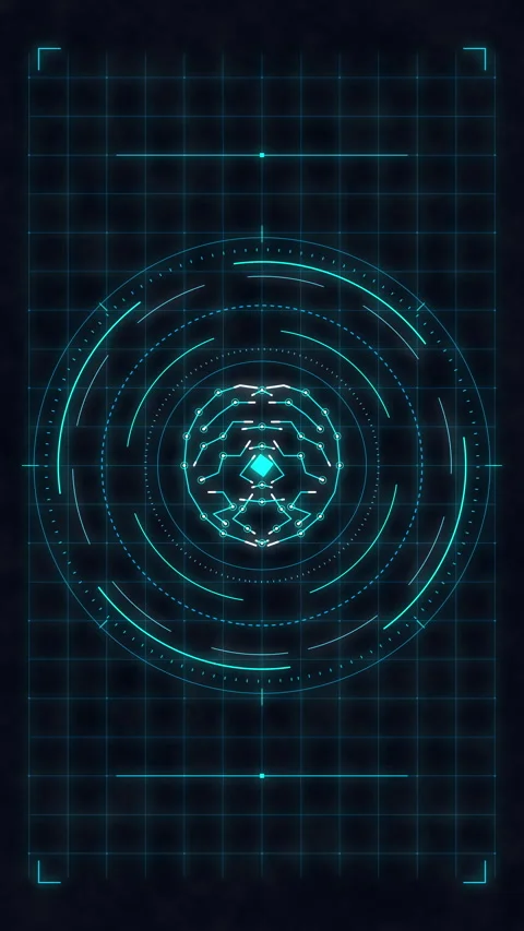 Futuristic digital hud scanner, glowing cyber circle interface, neon data g.. Stock Footage 348336143