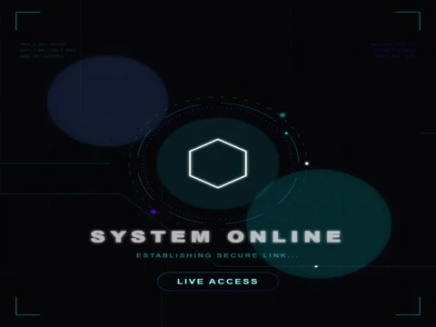 Futuristic digital HUD screen displaying system online notification with se.. Vídeos de archivo 333094174