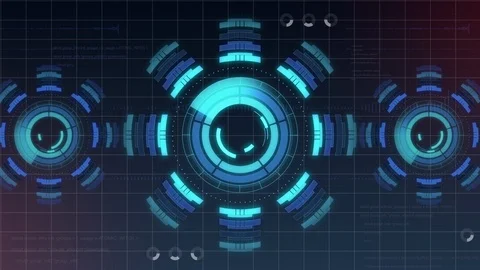 Futuristic digital HUD Technology user interface, Radar screen and code running Stock Footage 89714530
