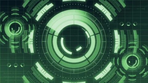 Futuristic digital HUD Technology user interface, Radar screen and code running Stock Footage 89715626