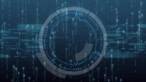 Futuristic digital HUD Technology user interface, Radar screen and code running Stock Footage 89731192
