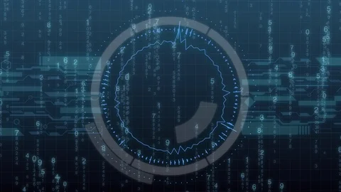 Futuristic digital HUD Technology user interface, Radar screen and code running Stock Footage 89731282