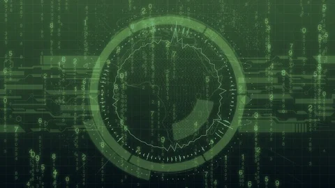 Futuristic digital HUD Technology user interface, Radar screen and code running Stock Footage 89731973