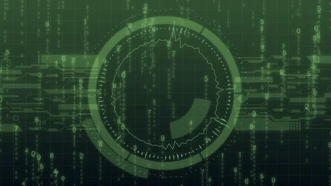 Futuristic digital HUD Technology user interface, Radar screen and code running Stock Footage 89732124