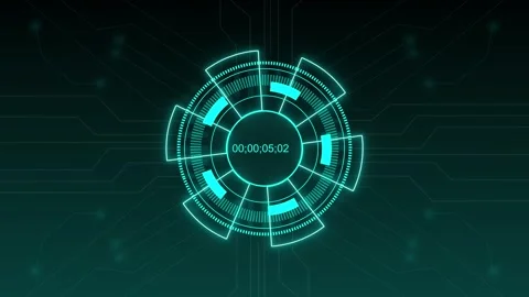 Futuristic digital HUD with timer and circuit board. Digital HUD heads up d.. Stock Footage 337369233