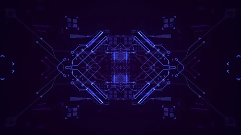 Futuristic Digital Hud Tunnel Sci-Fi Loop. Stock Footage 129260907