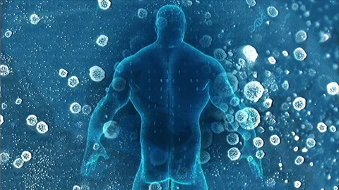 Futuristic Digital Human Anatomy in Sci-Fi Blue Environment Vídeos de archivo 339123235