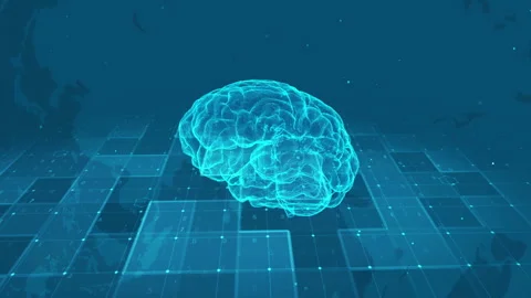Futuristic Digital Human Brain Anatomy with AI Data Interface 库存影片 339124112