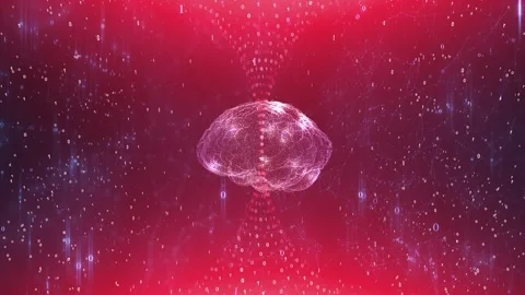 Futuristic digital human brain with binary numbers loop rotation 動画素材 344143252